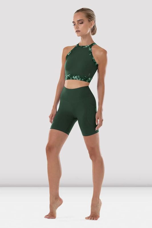 Reece High neck Floral trim crop top