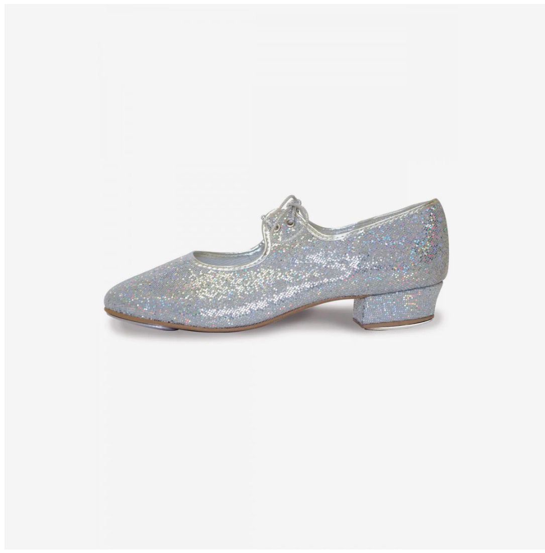 Silver glitter tap shoes 