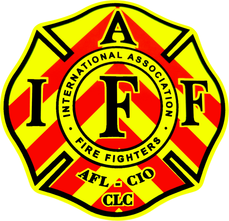 Fluorescent IAFF Chevron Glossy Finish Decal Sticker Yellow Red 3.7 Inch REGULAR EXTERIOR MOUNT Fully Laminated 0469