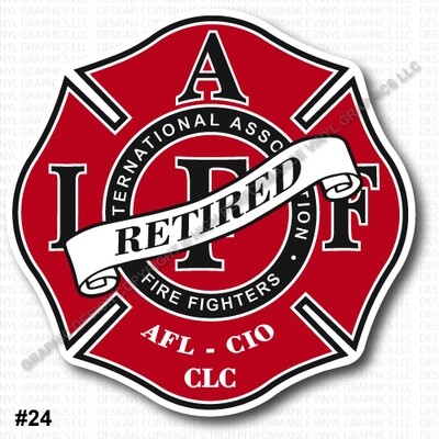 Retired IAFF Union Firefighter Decal Sticker Red Black White 3.7&quot; Laminated Regular Mount 0358