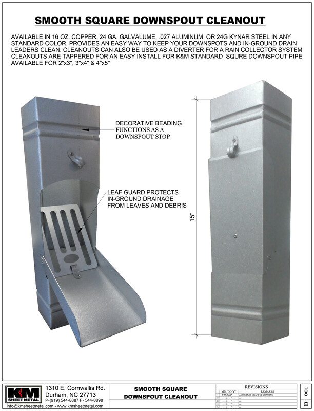 Plain Square Kynar Steel Downspout Cleanout