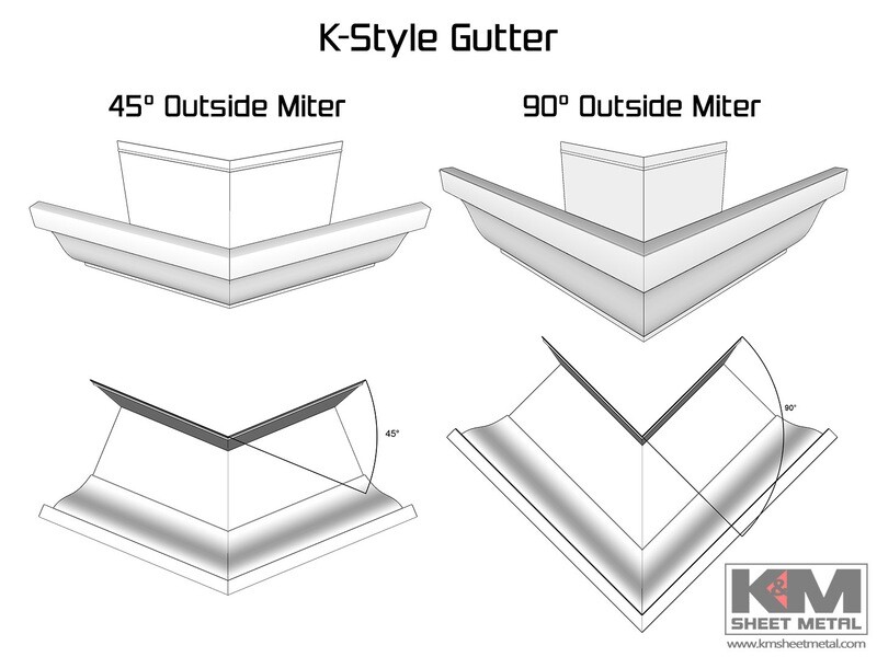 K-Style Aluminum 0.032" Kynar Gutter Outside Miter