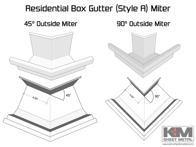 D-Style Aluminum 0.027" Residential Box Gutter Outside Miter
