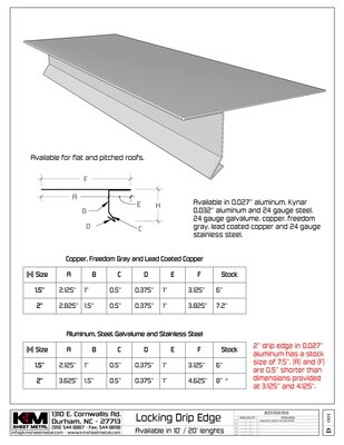 24 Gauge Kynar Steel T-Style Locking Drip Edge with Kick