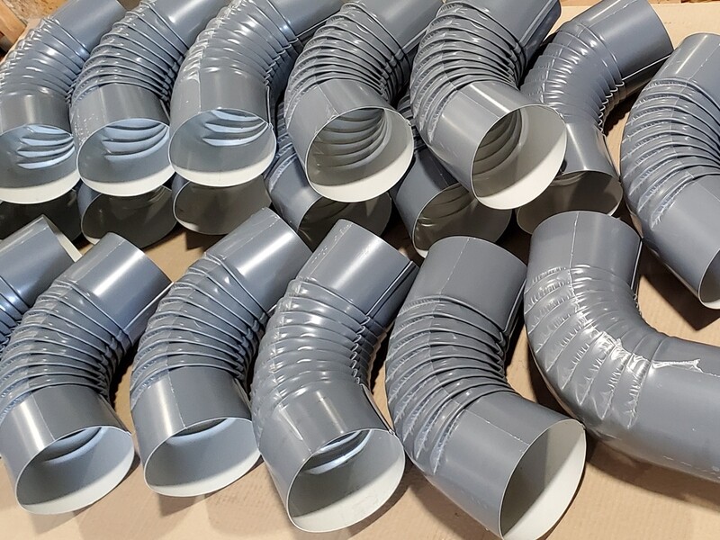 Charcoal gray aluminum elbows