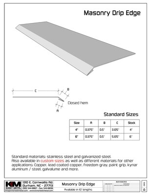 Stainless Steel Masonry Drip Edge