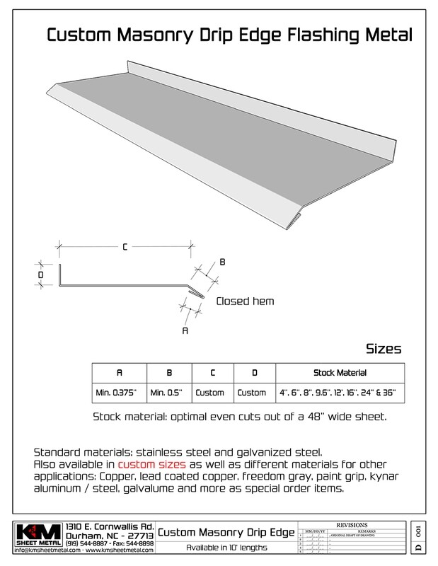 Custom Stainless Steel Masonry Drip Edge with Back