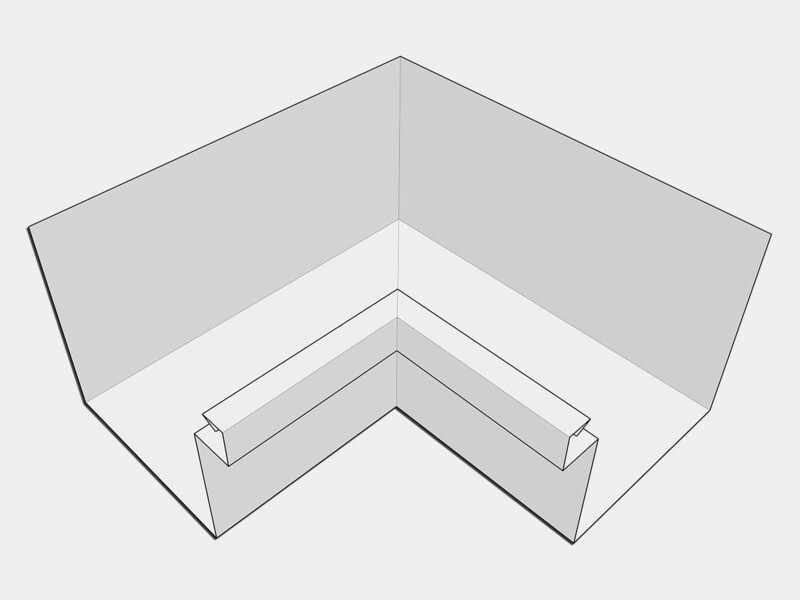A-Style Aluminum 0.027" Commercial Box Gutter Inside Miter