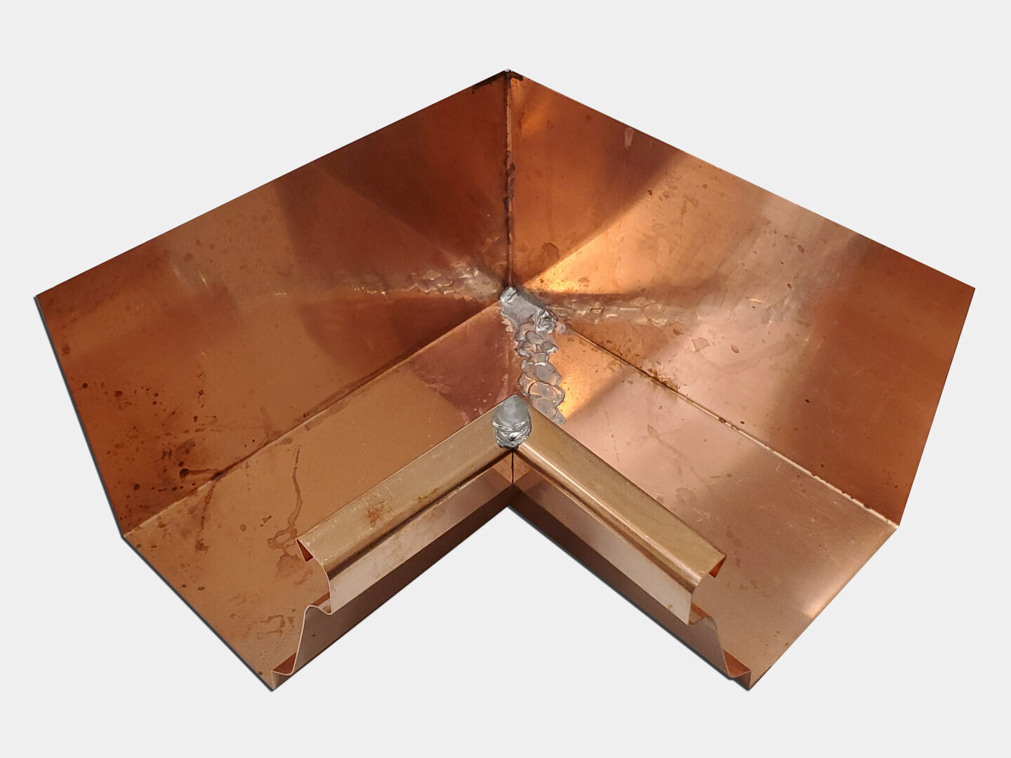Copper K-Style Gutter Inside Miter