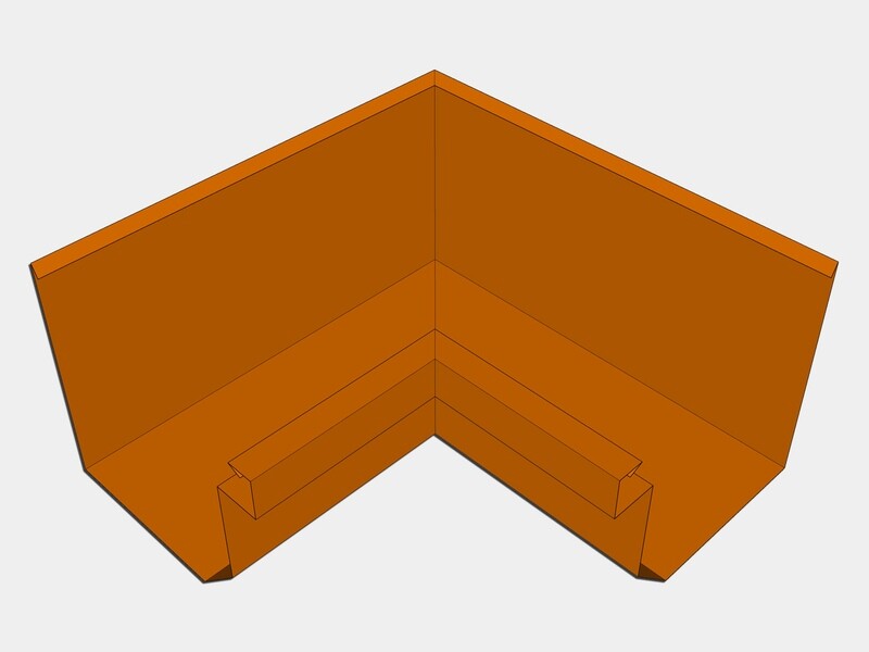 D-Style Copper Residential Box Gutter Inside Miter