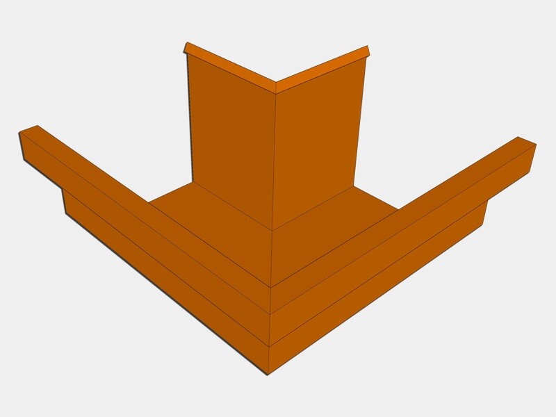D-Style Copper Residential Box Gutter Outside Miter