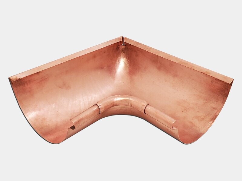 Seamless Reverse Bead Half Round Copper Gutter Inside Miter