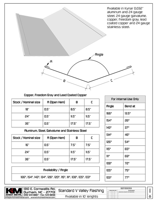 0.032" Aluminum Kynar Standard Roof Valley Flashing