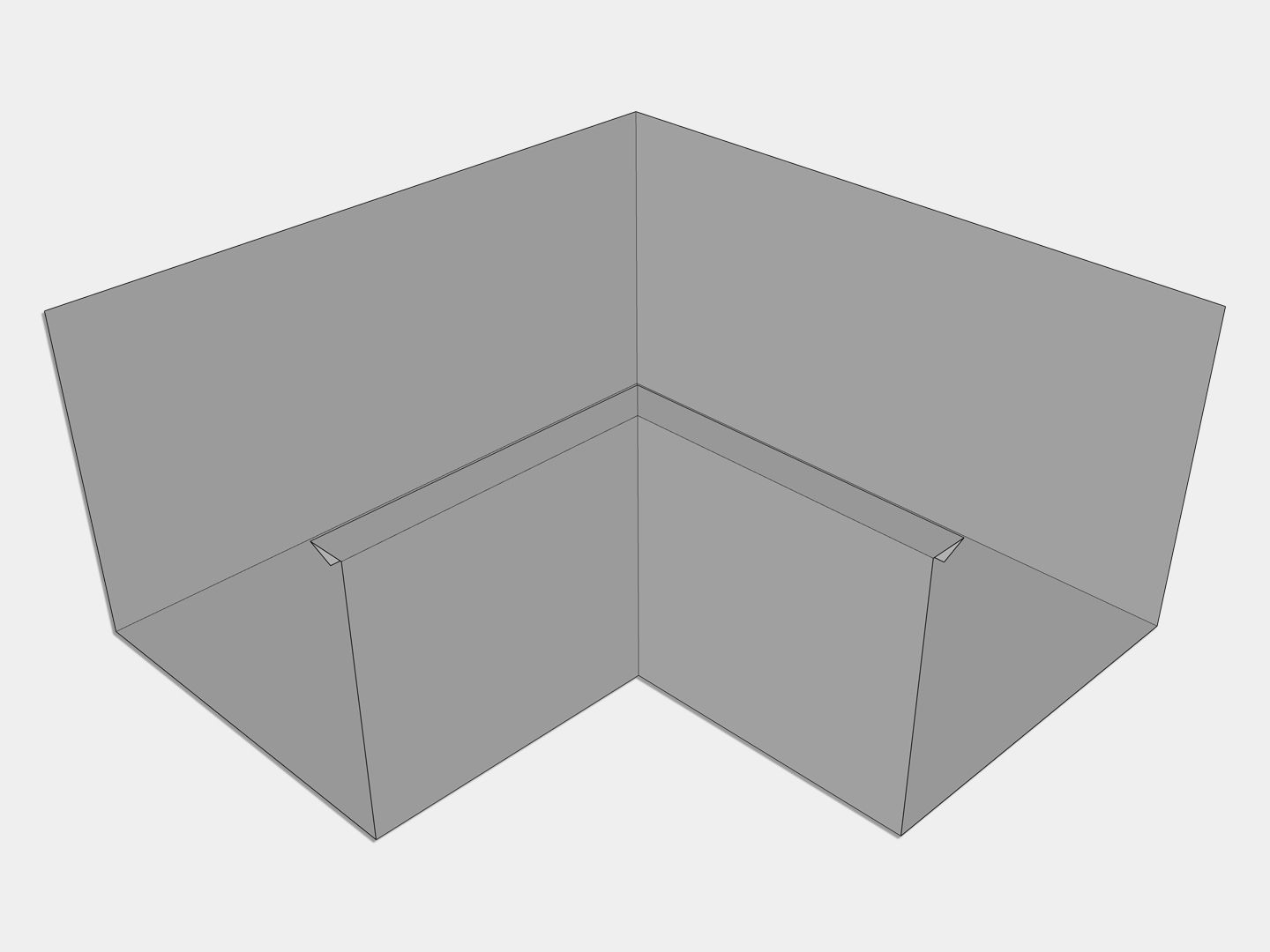 U-Style Galvanized Steel Box Gutter Inside Miter U-Style Galvanized Steel Box Gutter Inside Miter