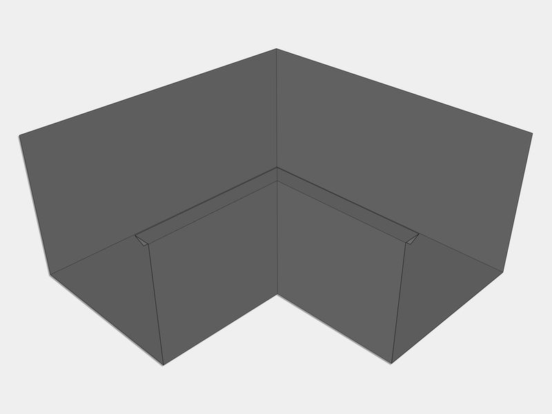 U-Style Bonderized Steel Box Gutter Inside Miter