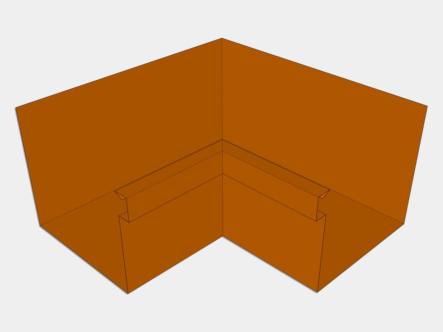 A-Style Copper Commercial Box Gutter Inside Miter