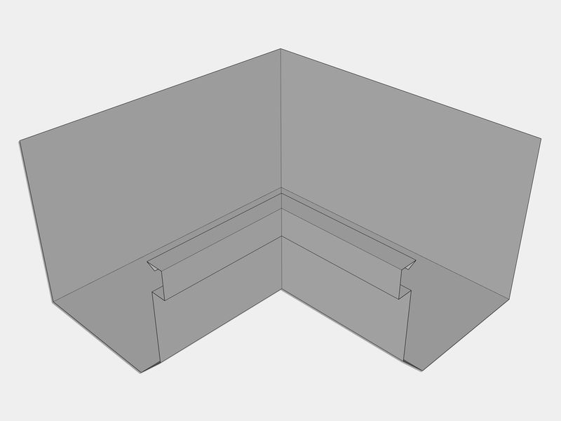 D-Style Galvanized Steel Residential Box Gutter Inside Miter