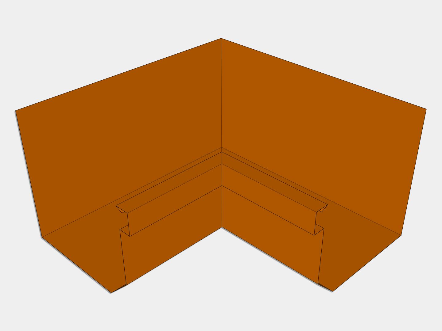 D-Style Copper Residential Box Gutter Inside Miter