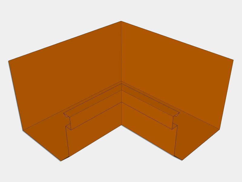 D-Style Copper Residential Box Gutter Inside Miter