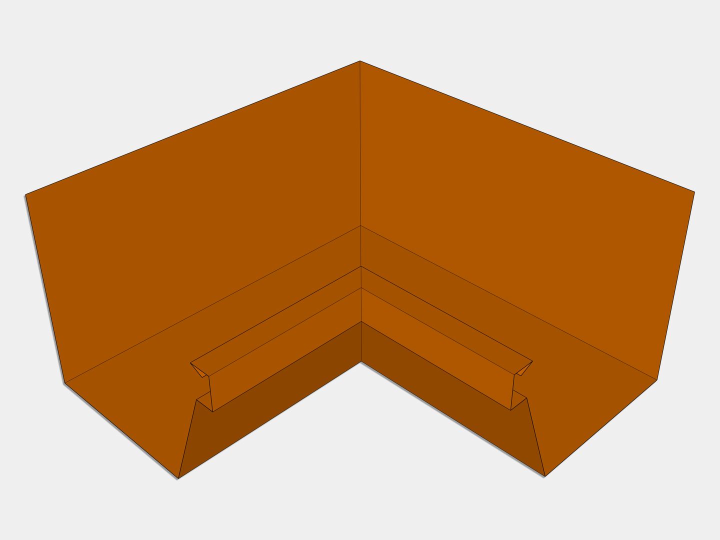 F-Style Copper Industrial Box Gutter Inside Miter F-Style Copper Industrial Box Gutter Inside Miter