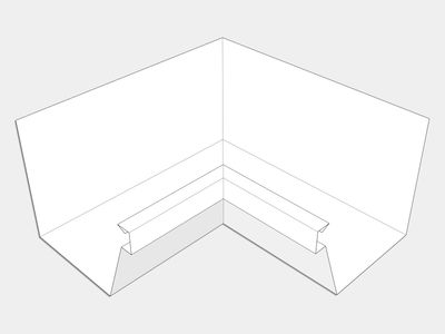 F-Style Aluminum 0.032 F-Style Aluminum 0.032" Kynar Industrial Box Gutter Inside Miter