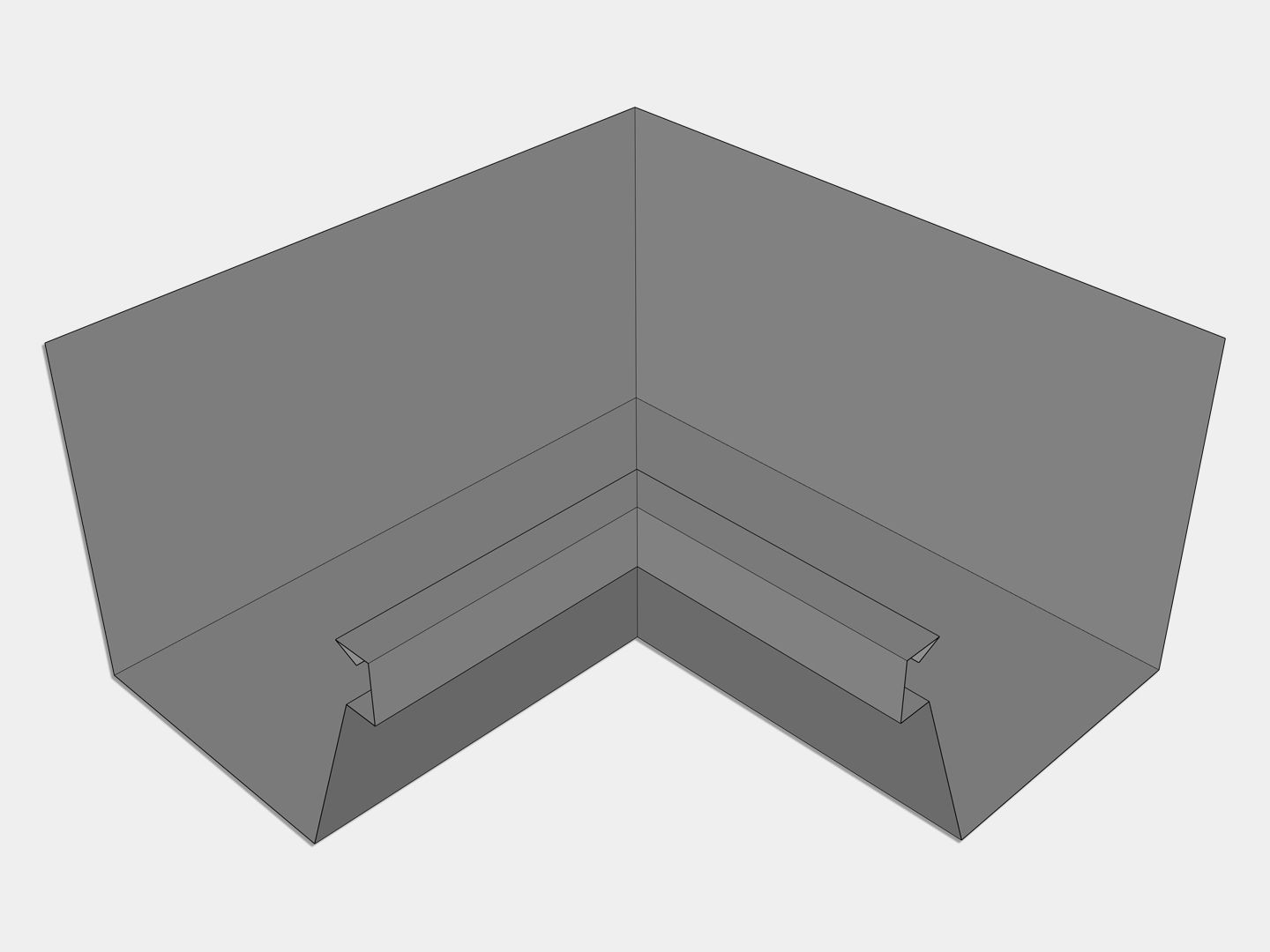 F-Style Lead Coated Copper Industrial Box Gutter Inside Miter