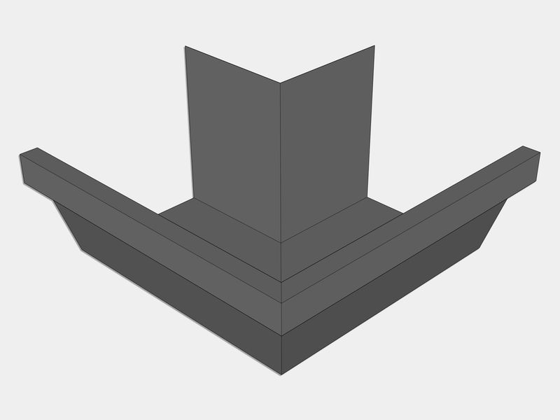 F-Style Bonderized Steel Industrial Box Gutter Outside Miter (Paint Grip)