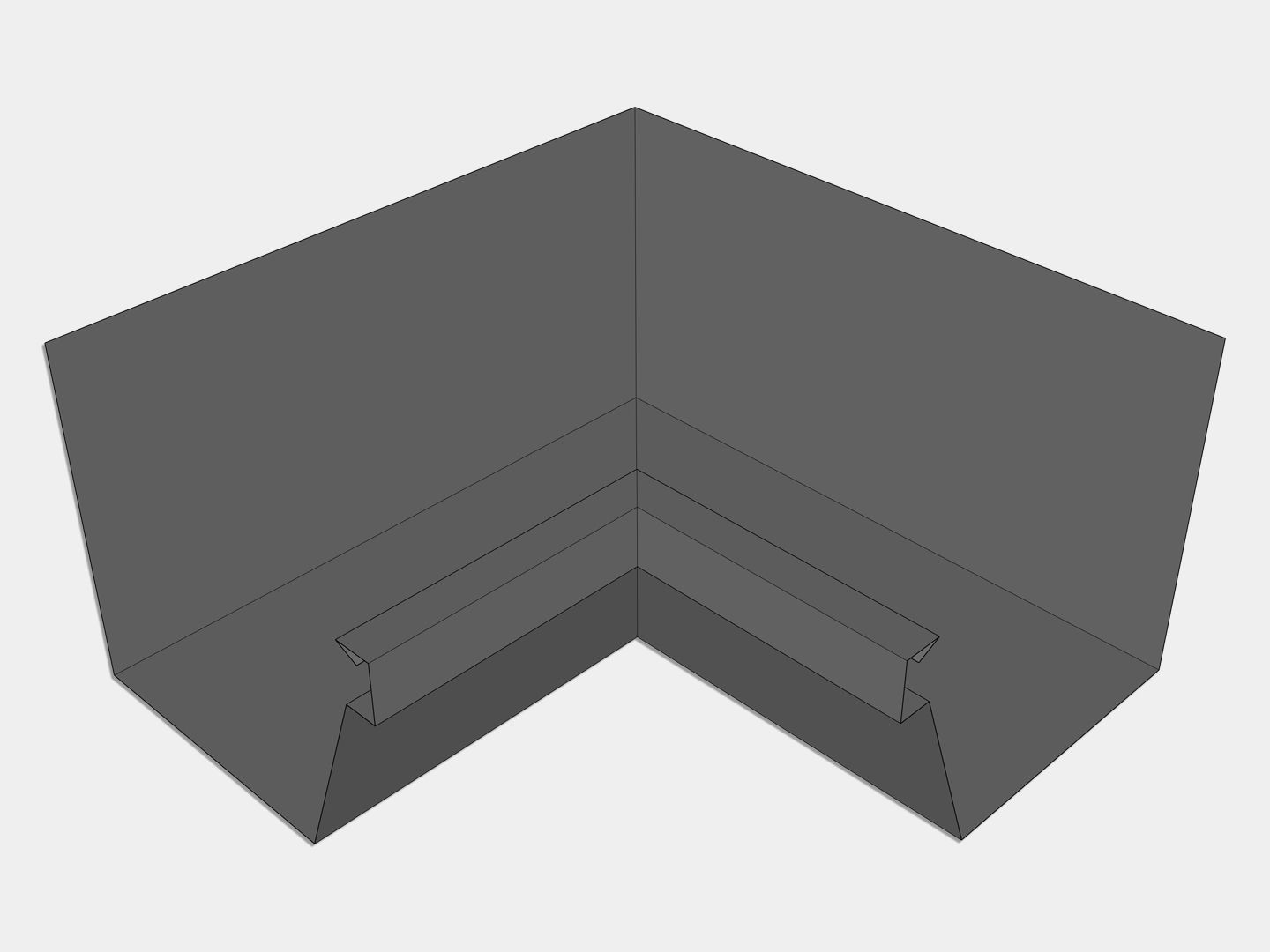 F-Style Bonderized Steel Industrial Box Gutter Inside Miter (Paint Grip)