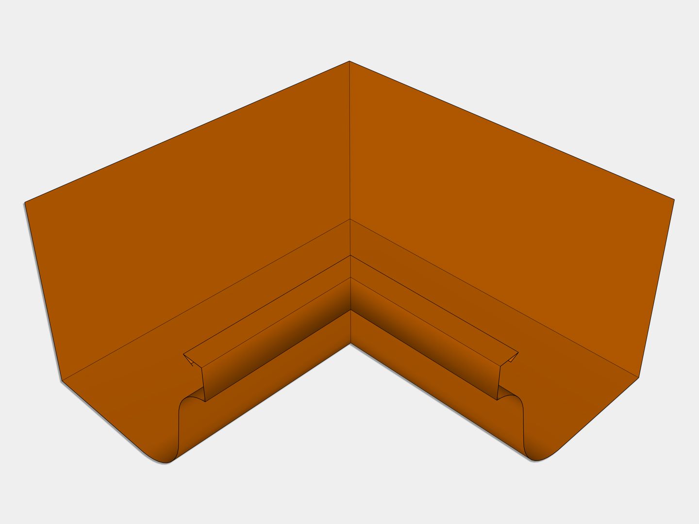 L-Style Copper Brownstone Gutter Inside Miter