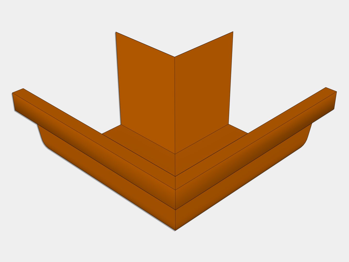 L-Style Copper Brownstone Gutter Outside Miter