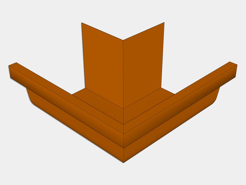 L-Style Copper Brownstone Gutter Outside Miter