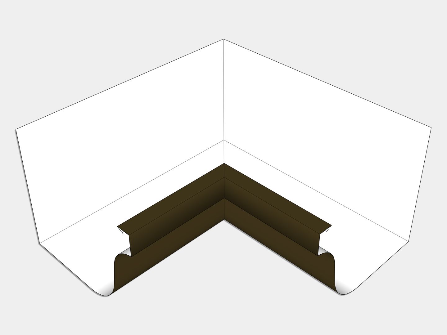 L-Style Kynar Steel Brownstone Gutter Inside Miter