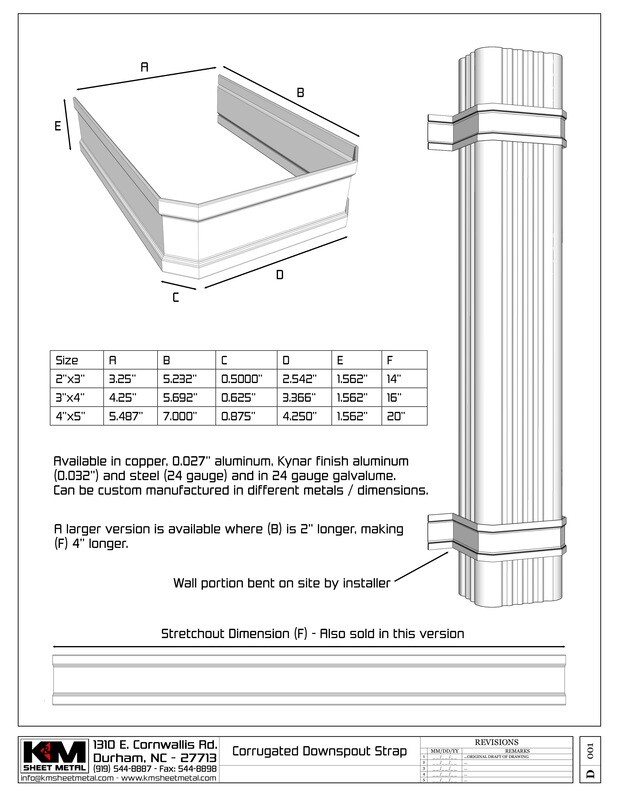 Corrugated Square Copper Downspout Strap