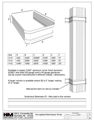 Corrugated Square 0.032" Kynar Aluminum Downspout Strap