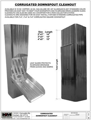 Square Corrugated 0.027" Aluminum Downspout Cleanout