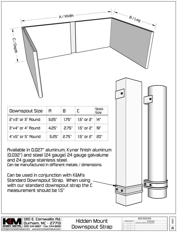 Hidden Mount 0.032" Kynar Aluminum Downspout Strap