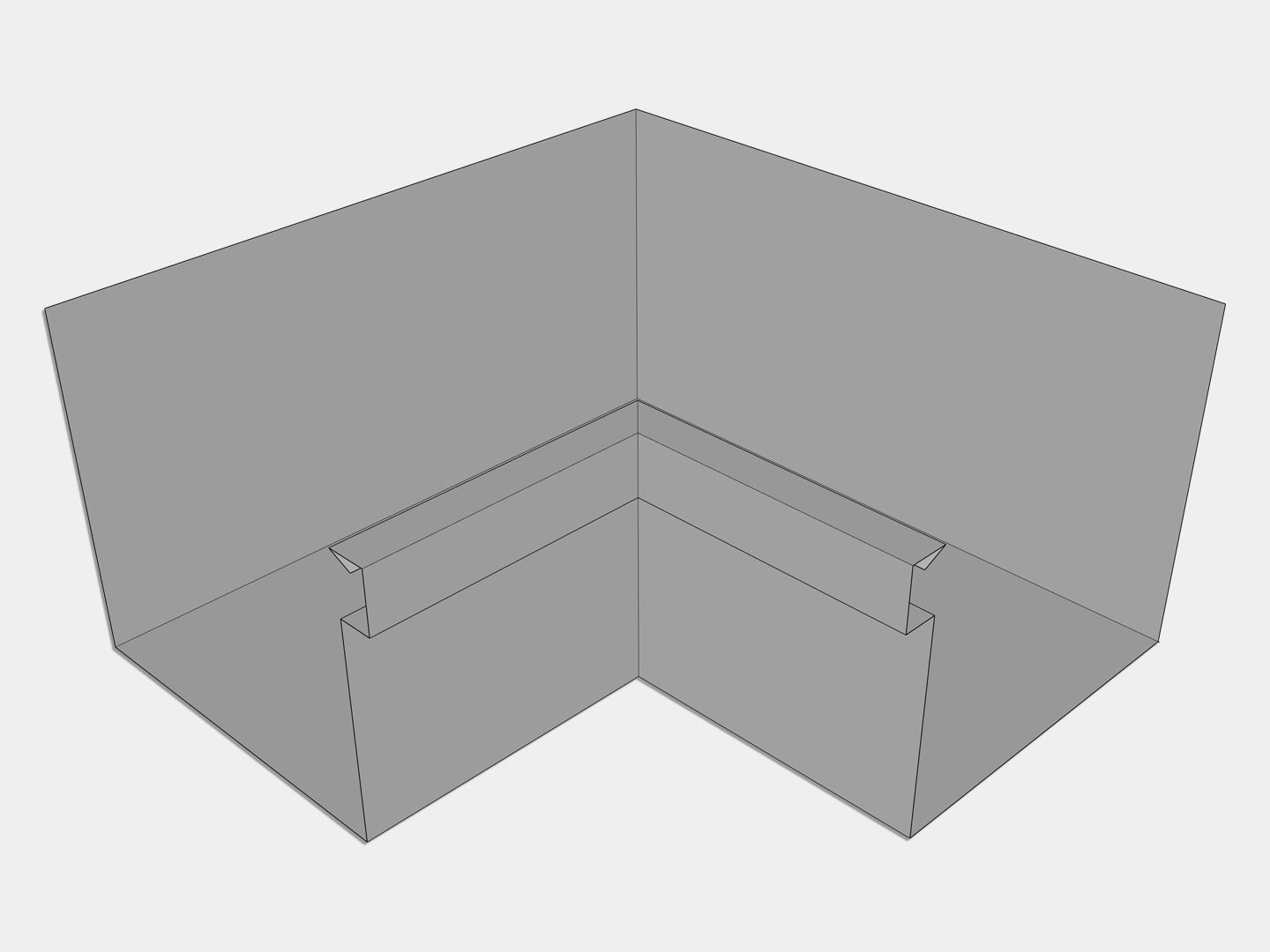 A-Style G90 Galvanized Steel Commercial Box Gutter Inside Miter A-Style G90 Galvanized Steel Commercial Box Gutter Inside Miter