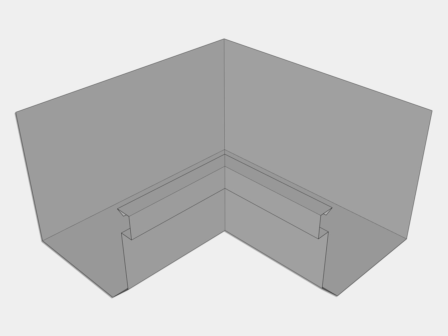 D-Style G90 Galvanized Steel Residential Box Gutter Inside Miter D-Style G90 Galvanized Steel Residential Box Gutter Inside Miter