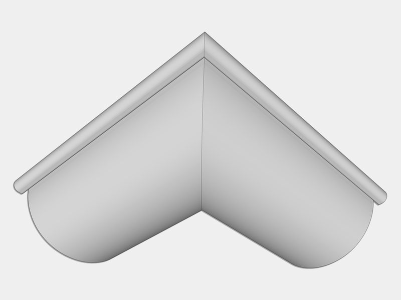 Euro Bead Freedom Gray Half Round Gutter Outside Miter
