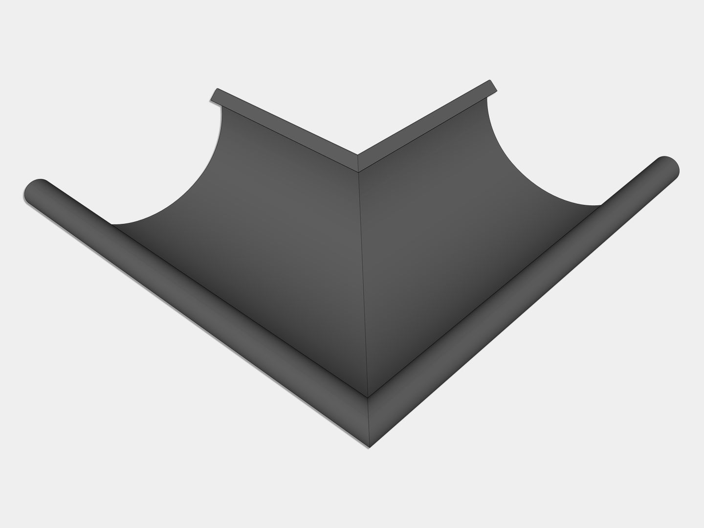 Euro Bead Bonderized Steel Half Round Gutter Outside Miter