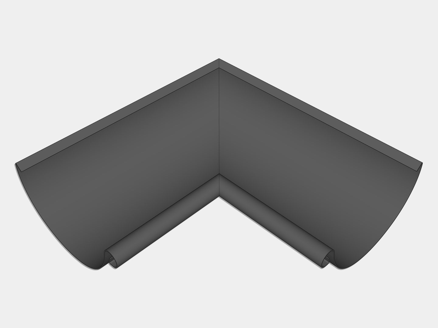 Euro Bead Bonderized Steel Half Round Gutter Inside Miter