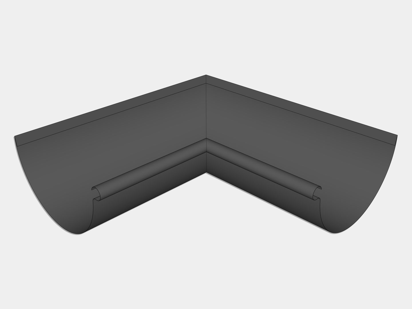 Bonderized Steel Half Round Gutter Inside Miter Bonderized Steel Half Round Gutter Inside Miter