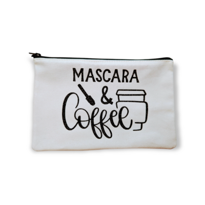 Mascara &amp; Coffee Canvas Zip Pouch | Makeup Bag