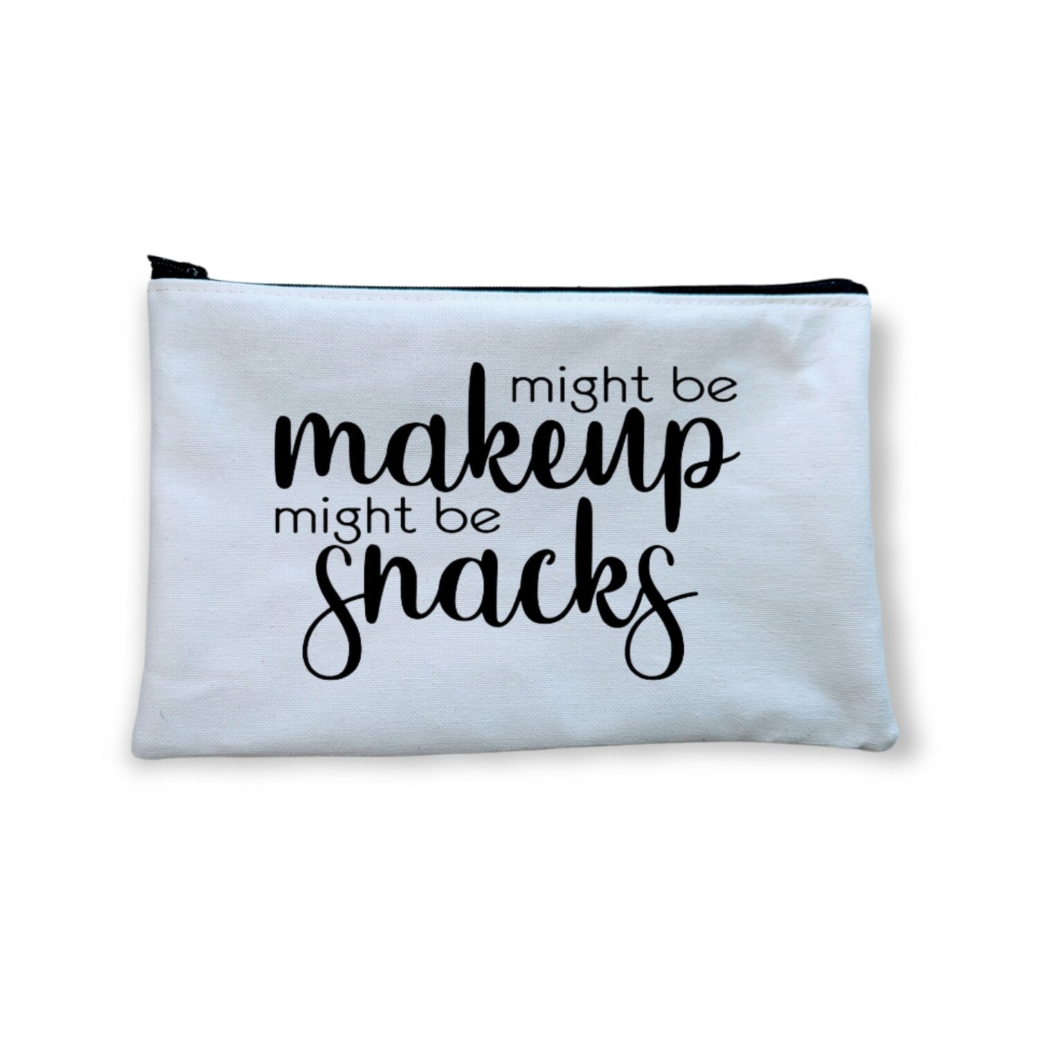 Might Be Makeup, Might Be Snacks Canvas Zip Pouch | Makeup Bag