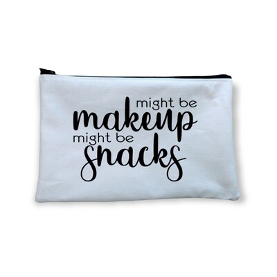 Might Be Makeup, Might Be Snacks Canvas Zip Pouch | Makeup Bag