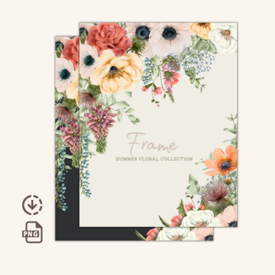 Floral Frame, Wedding invite card, Garden flower frame, foliage