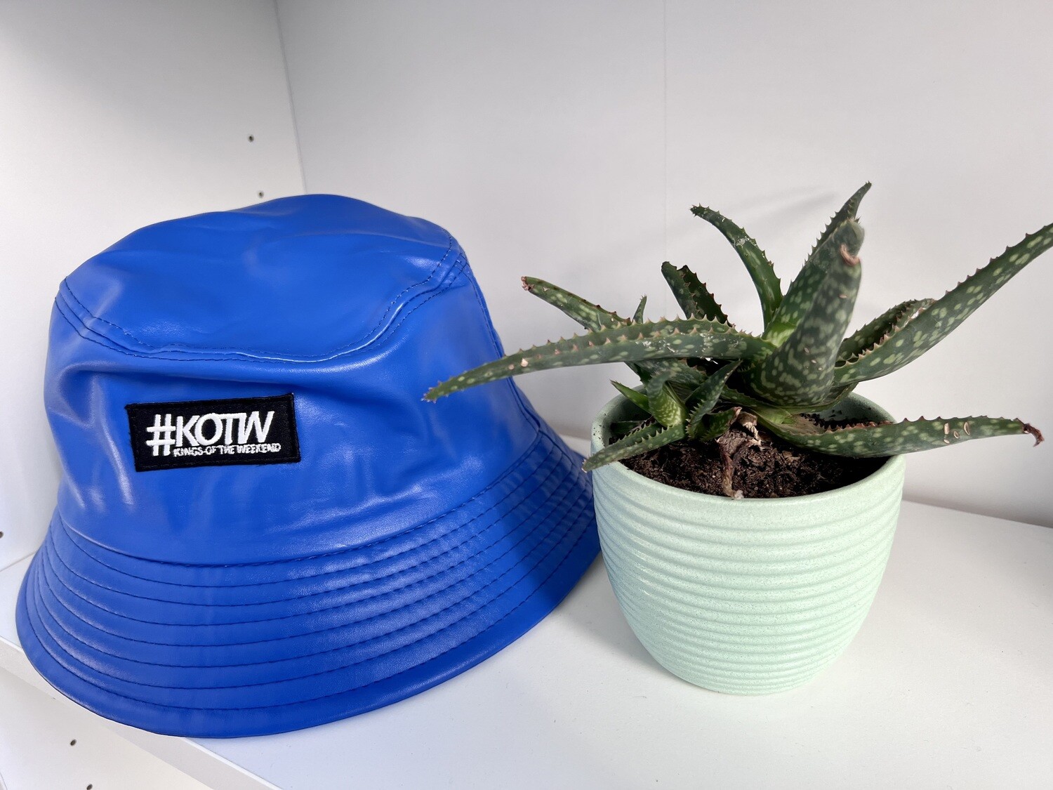 KOTW Blue Leather Bucket Hats