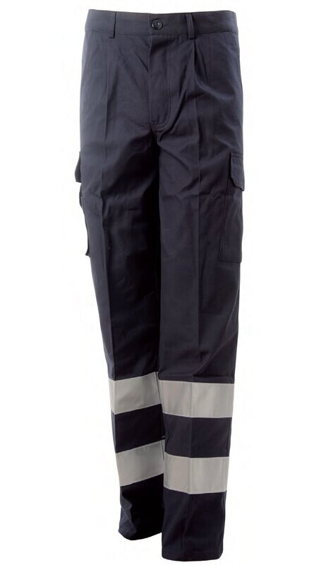 586 PANTALONE CANVAS C/BANDE COLORE BLU