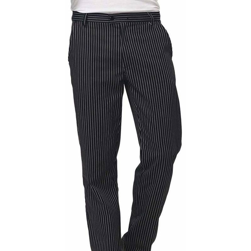PANTALONI DENZEL NERI CON RIGHE BIANCHE
