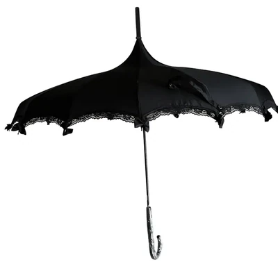 Soake Boutique Umbrella Black With Lace & Bows